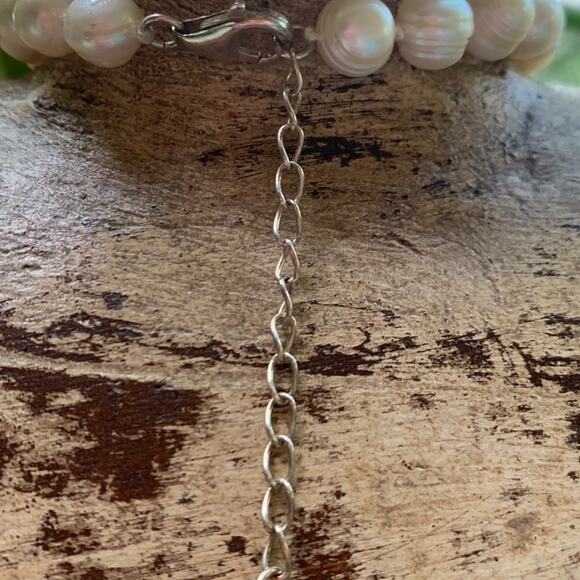 Sterling Silver, Pearl and Chalcedony Necklace - Picture 4 of 4
